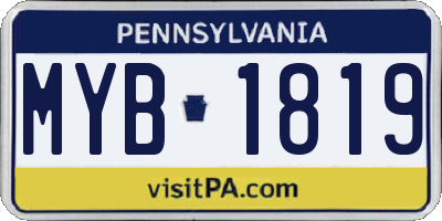 PA license plate MYB1819