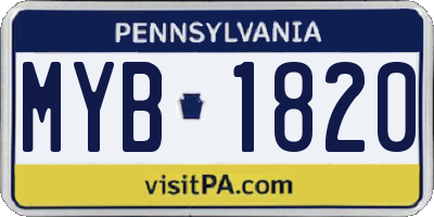 PA license plate MYB1820