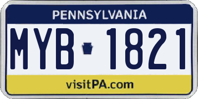 PA license plate MYB1821