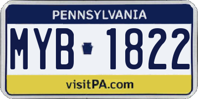 PA license plate MYB1822