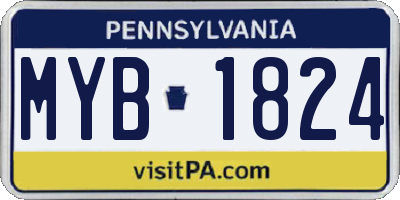 PA license plate MYB1824