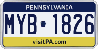 PA license plate MYB1826