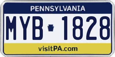 PA license plate MYB1828