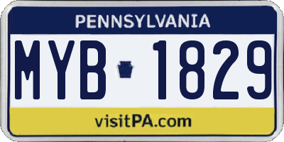 PA license plate MYB1829
