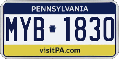PA license plate MYB1830