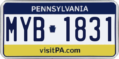 PA license plate MYB1831