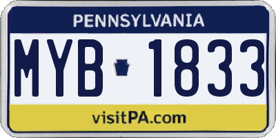 PA license plate MYB1833