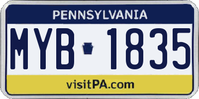 PA license plate MYB1835