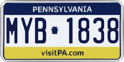 PA license plate MYB1838