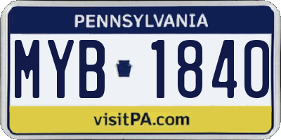 PA license plate MYB1840