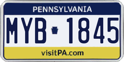PA license plate MYB1845