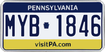 PA license plate MYB1846