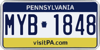 PA license plate MYB1848