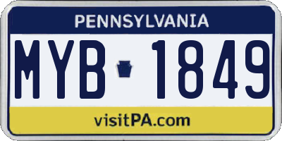 PA license plate MYB1849