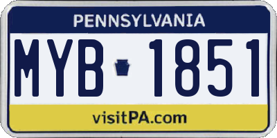 PA license plate MYB1851