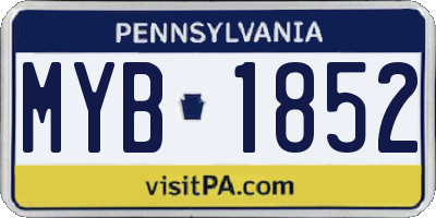 PA license plate MYB1852
