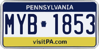 PA license plate MYB1853