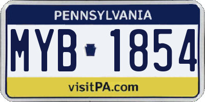PA license plate MYB1854
