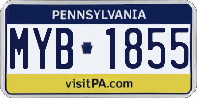 PA license plate MYB1855