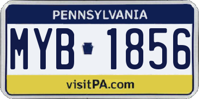 PA license plate MYB1856