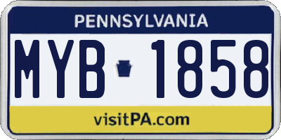 PA license plate MYB1858