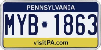 PA license plate MYB1863