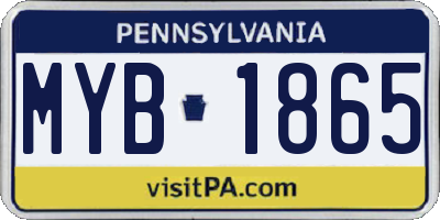 PA license plate MYB1865