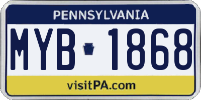 PA license plate MYB1868