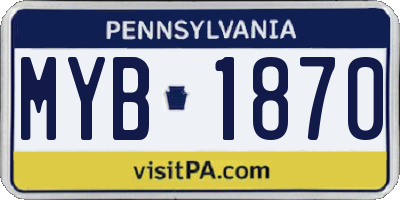 PA license plate MYB1870