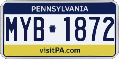 PA license plate MYB1872