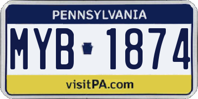 PA license plate MYB1874