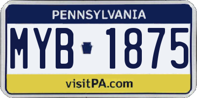 PA license plate MYB1875