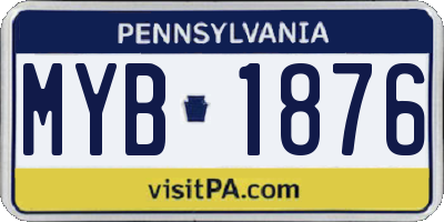 PA license plate MYB1876