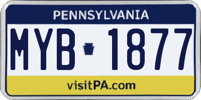 PA license plate MYB1877