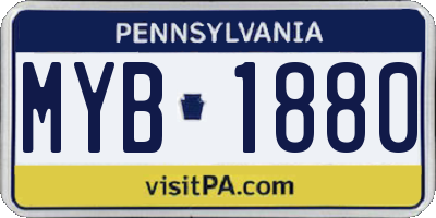 PA license plate MYB1880