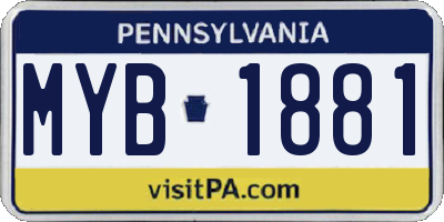 PA license plate MYB1881