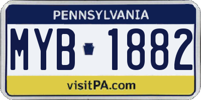 PA license plate MYB1882