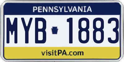 PA license plate MYB1883