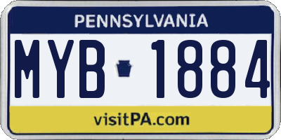 PA license plate MYB1884
