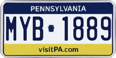 PA license plate MYB1889