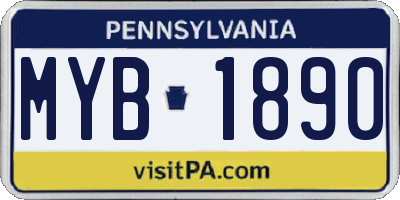 PA license plate MYB1890