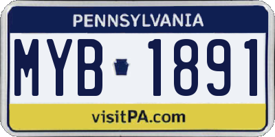 PA license plate MYB1891