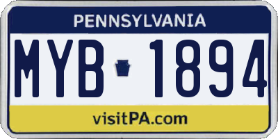 PA license plate MYB1894