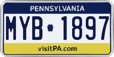 PA license plate MYB1897