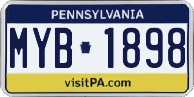 PA license plate MYB1898
