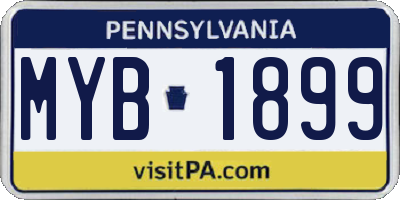 PA license plate MYB1899