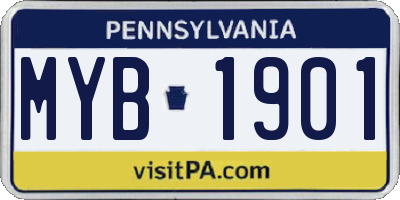 PA license plate MYB1901