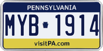 PA license plate MYB1914