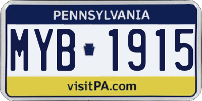 PA license plate MYB1915