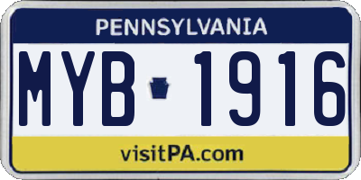 PA license plate MYB1916